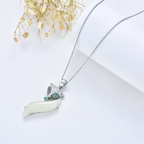 Jkr Sterling Silver Fox Pendant Necklace Jade Animal Jewewlry Fox Gifts For Women Girls Daughter Mom Sister Birthday Christmas #TOP5