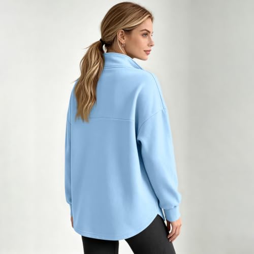 Gumipy Quarter Zip Pullover Women Casual Fleece Lined Hoodie Sweat Shirts - image 5
