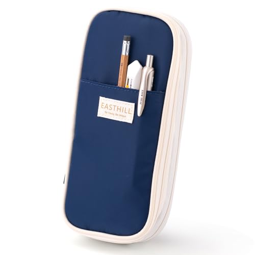 EASTHILL Big Capacity Pencil Case Large Pencil Pouch Stationery Pen Bag for Teen Girls-Navy