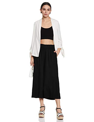 Image of Marks & Spencer Womens Linen Mix Plain Regular Fit Trouser (XS) Black