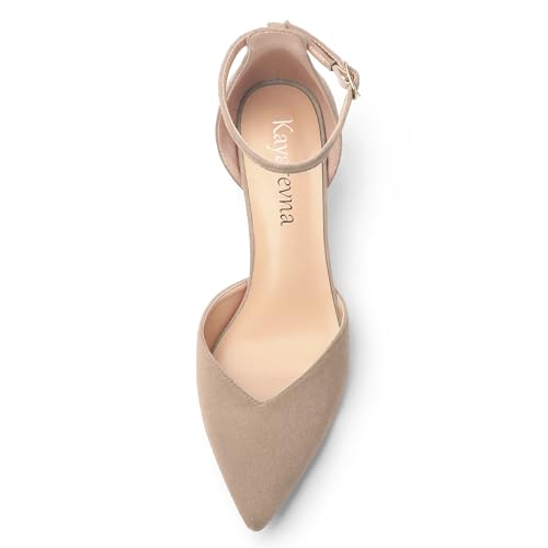 Women's Closed Pointed Toe Kitten Heels Pumps Ankle Strap Dress Shoes for Wedding Office Party, 1.6 Inches3