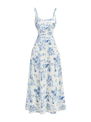 Girl's Floral Maxi Dresses Spaghetti Strap Spring Summer Dress Long Cami Dress Sundress