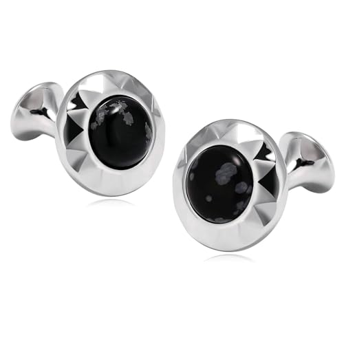 Gemelos de acero inoxidable negros y blancos para camisas de vestir formales