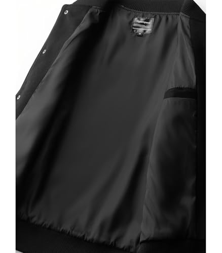 INVACHI Men's Varsity Jacket with Leather Patchwork Casual Baseball Jacket Spring Bomber Jacket3