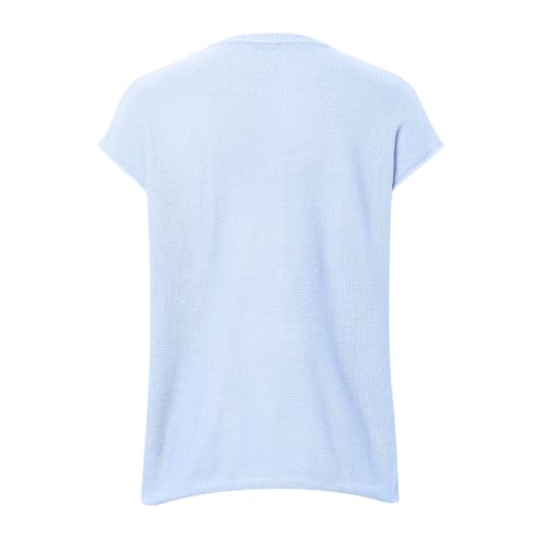 Chaleco de suéter de mujer con mangas de ala y tejido texturizado azul 4