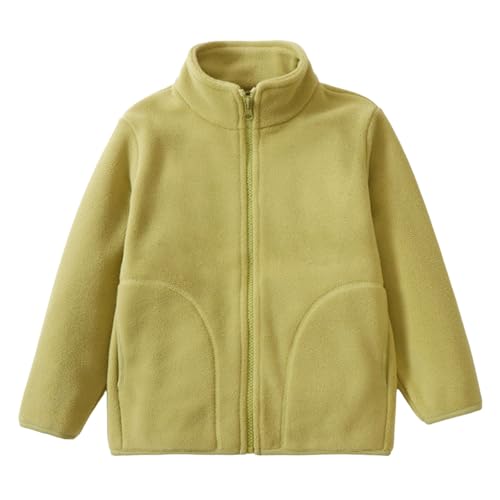 Girls Boys Fleece Jacket Solid Lightweight Full Up Stand Collar Warm Shaggy Outwear Windproof Coat with Pocket