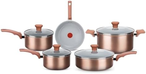 Jogo de Panelas Rochedo Ceramic Rose Gold 5 Peças com Revestiment...