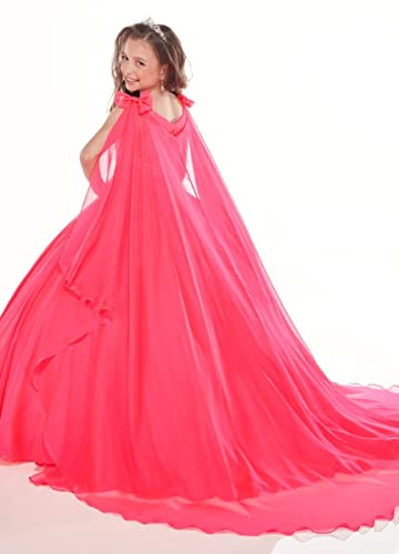 M_RAC Girls V Neck Pageant Dress Chiffon Princess Birthday Party Dresses Formal Ball Gowns with Flowy Cape PA0044