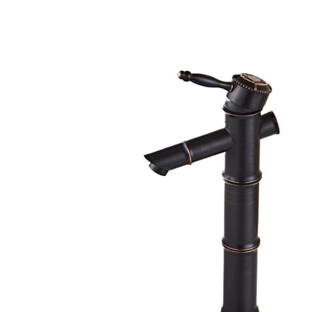 Robinet de lavabo en laiton noir style bambou mélangeur bronze antique B551