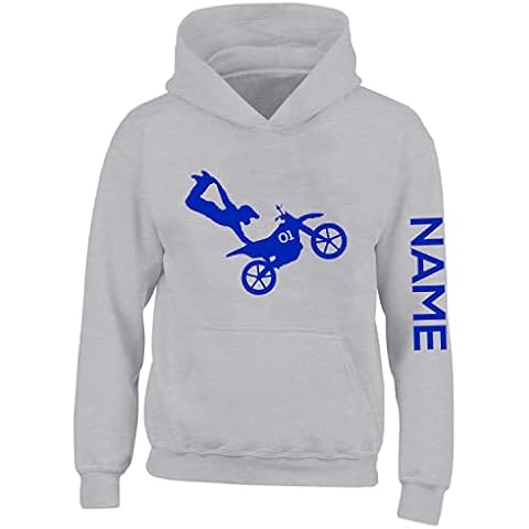 Personalised Motocross Hoodie Kids Stunt Bike Motorcycle Boys Arm Print Hoody Cover