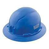 Klein Tools 60249 Hard Hat, Non-Vented Full Brim Style, Padded, Self-Wicking Odor-Resistant Sweatband, Tested up to 20kV, Blue