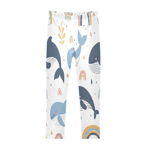 Bolaz Toddler Girls Leggings Printed Yoga Pants Leggings Rainbow Blue Whale for Kids