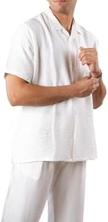 قميص كتان باكمام قصيرة، متوفر باللون البيج والابيض والاسود