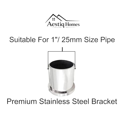 Image of 1 Inch Stainless Steel Wall to Wall Conceal Bracket Curtain Bracket Curtain Pipe Holder Parda Bracket Wardrobe Rod Bracket Rod Support Bracket Heavy Duty Rust Proof (Pack of 4)