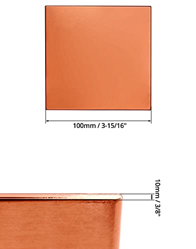 QWORK® 2 Stück Kupferplatten, 99% Reines Kupferblech 1mm Dick für Metallhandwerk, Schmuckherstellung, Leiterplattendruck und mehr (100 mm x 100 mm x 1mm)
