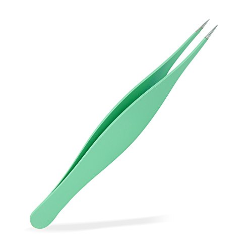 OceanPure Stainless Steel Ingrown Hair/Splinter Beauty Tweezer (Green)