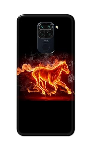 Image of PRINTFIDAA Printed Hard Back Cover Case for Mi Redmi Note 9 Back Cover (Fiery Horse) -112