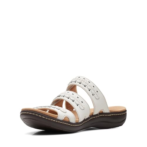 Clarks Clarks Collection Women's Laurieann Cove flats-sandals, White Leather, 8 Medium US