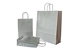 PGV Papiertragetaschen mit Kordel GRAU - Verschiedene Größen und Mengen (100 Stück, 23 + 11 x 29 cm)