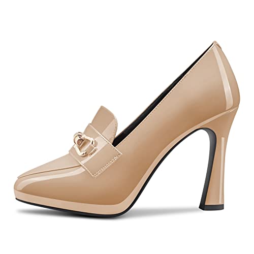 Castamere Women High Heel Platform Pointed Toe Pumps Classic Slip-on Party Office Wedding 3.9 Inches Heels2