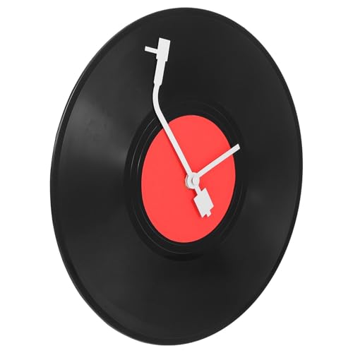 Veemoon 1ensemble Horloge Murale Vinyle Vintage Décorative Ronde Silencieuse pour Salon Bureau Chambre Pendule Murale Moderne avec Aiguilles Blanches et...