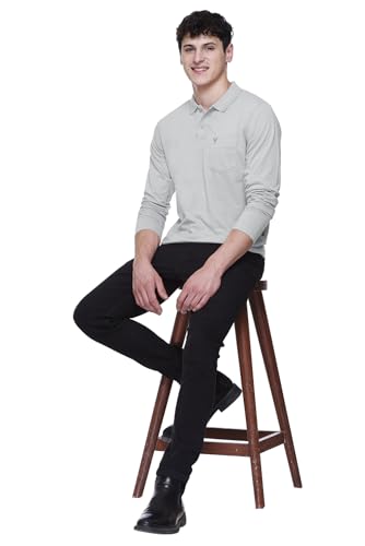 Image of Polo Full Sleeve t Shirt for Men Cotton with Pocket and Collar - Regular Fit Tshirt