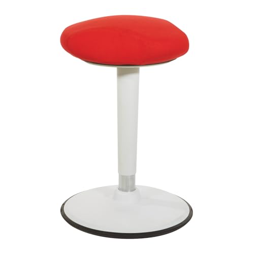 Image of Office Star Active Seating Adjustable 24-34 Inch Height and 360-Degree Wobble Design Perch Seat with Non-Slip Base, Red
