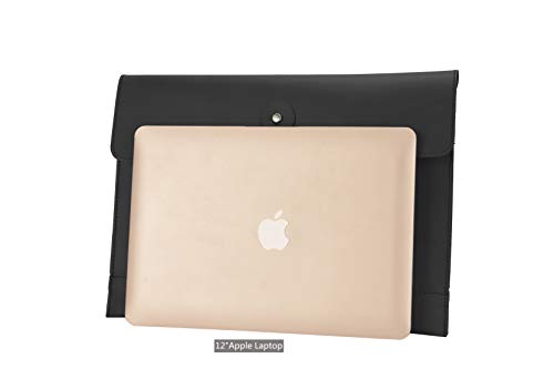 Image of men woman pu leather multifunction office documents bags A4 paper file pouch envelope bag conference, Black, 13.8 inch(L)x9.8 inch(H) x 0.2 inch(W)