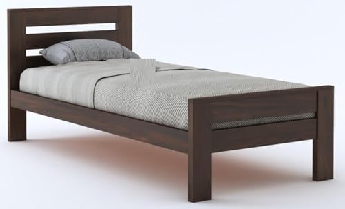 Image of BM WOOD FURNITURE Single Size Sheesham Wood Bed for Bedroom with 2 Years Warranty | Office Furniture | Living Room Cot | Wooden Bed | Daybed |Traditional Beds | Bedroom Furniture |Walnut Finish
