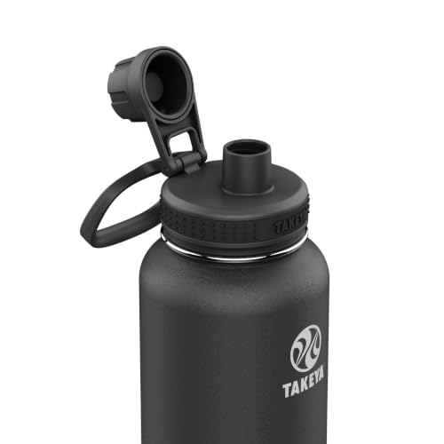 Image of Takeya Actives Stainless Steel Water Bottle, Insulated Spout Lid, Keeps Drinks Cold 24 Hrs, Leakproof, Durable, Dishwasher Safe, Ideal for Gym, Travel, Fits Most Cup Holders, 40 oz /Onyx