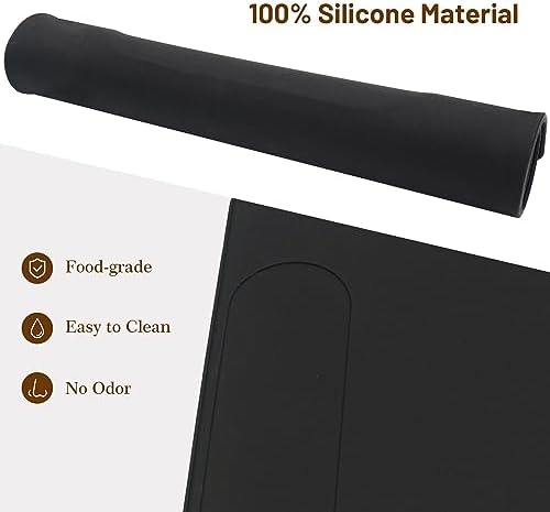 USEAMIE Silicone Mat Under Coffee Machine With Lip Automatic Machines Accessory, Black Multifunctional Rubber Base Mat, 18.9” x 13.8” — view 6