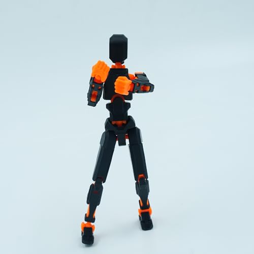 Image of Dummy 13 Action Figure Robot | Fully Articulated 3D Printed Robot Toy | 5.4-inch Collectible Figurine | Matte Finish| Unassembeled (Black-Orange)