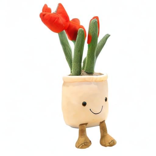 Red Tulip Plush Toy - 13.7" Cute Flower Pillow & Stuffed Animal, Funny Plant Plush for Nature Room Decor - Image 5