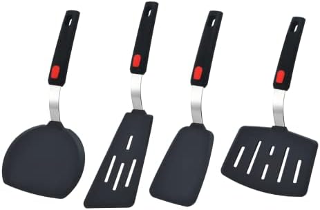 Silicone Spatula Turner, 4-Pack Spatulas Silicone 600°F Heat Resistant Spatulas Set for Nonstick Cookware, Kitchen Cooking Utensils Set BPA Free Rubber Spatulas Set for Egg, Crepe, Pancake,Burger,Fish