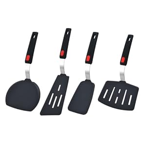 Silicone Spatula Turner, 4-Pack Spatulas Silicone 600°F Heat Resistant Spatulas Set for Nonstick Cookware, Kitchen Cooking Utensils Set BPA Free Rubber Spatulas Set for Egg, Crepe, Pancake,Burger,Fish