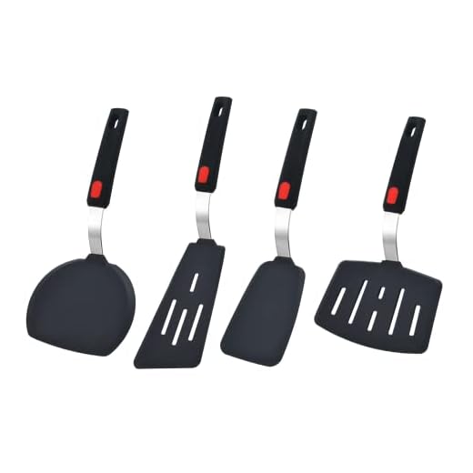 Silicone Spatula Turner, 4-Pack Spatulas 600°F Heat Resistant Set for Nonstick Cookware, Kitchen Cooking Utensils BPA Free Rubber Egg, Crepe, Pancake,Burger,Fish