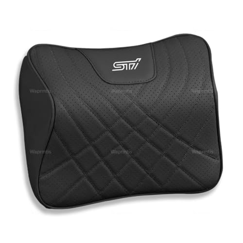 スバル STI 腰クッション ランバーサポート ネックパッド 背もたれ スバル WRX STI 車用 ウェストクッション ネックピロー 首枕 運転 ヘッドレスト 頚椎サポート枕 低反発 腰枕 背もたれ 通気性 人間工学 腰サポート(ネックパッド1個,ブラッ