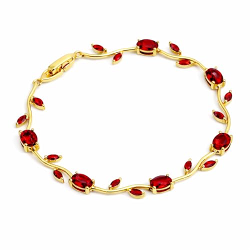 Image of Okos Gold Plated Red Crystal Tulip Bracelet for Women and Girls | Jewelry for Party & Daily Wear BR1000084RED