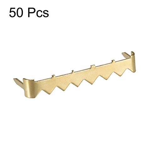 Image of uxcell No Nail Picture Hangers, 2 Inch Nailess Zinc Plated for Frame Hanging, 50 Pcs (Golden)