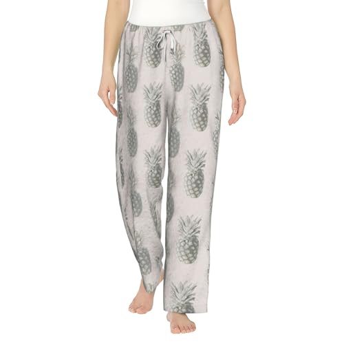 Pantalon de pyjama en flanelle de coton doux imprimé à cordon pour femme