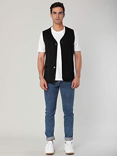 Lars Amadeus Men's V Neck Vests Sleeveless Pockets Button Up Casual Vest2