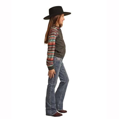 Rock & Roll Denim Girls' Ivory Aztec Embroidered Bootcut Jeans2