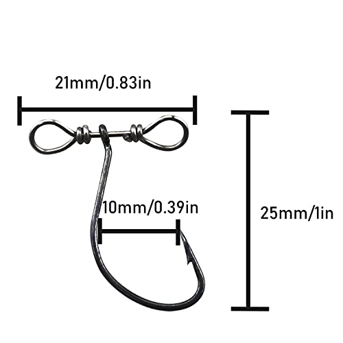 Zzhxsm Drop Shot Hook 20Pcs 360 Degree In-Line Dropshot Rig Fishing Hooks For Bass Fishing #TOP1