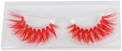 3 pairs Red Lashes Long Thick False Eye Lashes Halloween Costume Party Makeup (Red)