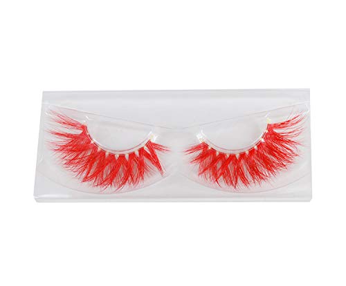 3 Pairs Red Lashes Long Thick False Eye Lashes Halloween Costume Party Makeup (Red) #TOP24