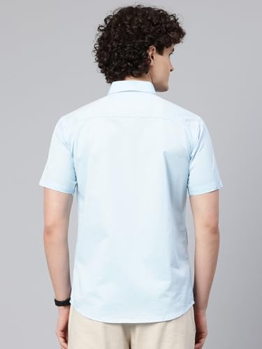 Image of Majestic Man Slim Fit Pure Cotton Half Sleeve Solid Casual Shirt