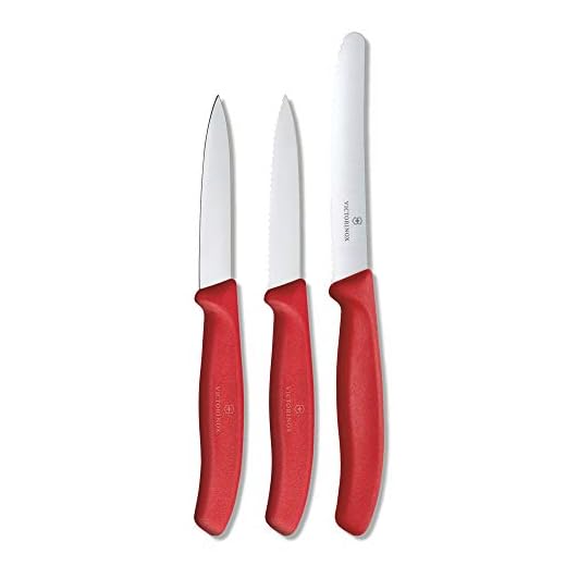Victorinox Swiss Classic Paring Knife Set, 1.2cm, Set of 3, Red