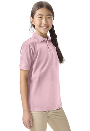 Image of Classroom School Uniforms for Boys and Girls Short Sleeve Pique Polo | Unisex Youth Shirt, Matching Ribbed Collar, Banded Sleeves, Three-button Placket, Comfortable Fit, School Uniform Essential