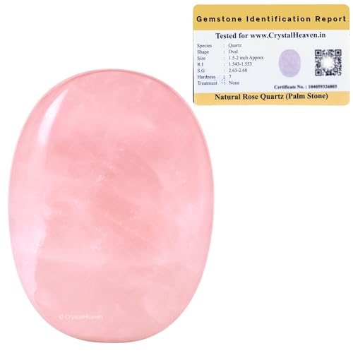Image of Crystal Heaven Certified Rose Quartz Crystal Palm Pebbles Stones For Anxiety Stress Relief Massage - AAA Grade Original Healing Gemstone Agate Palm Stone For Yoga Meditation Spiritual Reiki Feng Shui