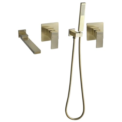 Mitigeur de bain or brossé avec son bec pivotant à 90° et sa douchette chic